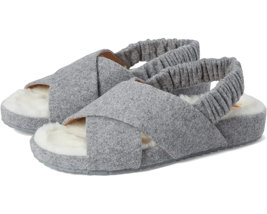 Cole Haan Grey Wool Crisscross Slingback Sandals - Rounded Open Toe - Furry