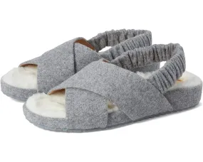 Cole Haan Grey Wool Crisscross Slingback Sandals - Rounded Open Toe - Furry