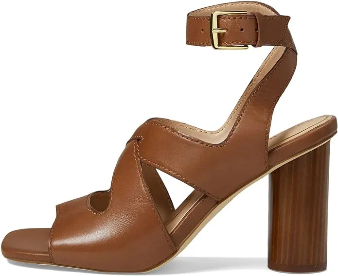 Cole Haan Reina City Sandal+ Dark Sequoia Leather+ Ankle Strap+ Open Toe+ Block Heel