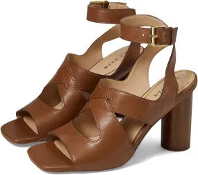 Cole Haan Reina City Sandal+ Dark Sequoia Leather+ Ankle Strap+ Open Toe+ Block Heel