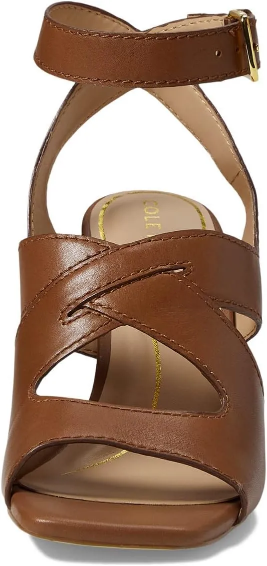 Cole Haan Reina City Sandal+ Dark Sequoia Leather+ Ankle Strap+ Open Toe+ Block Heel