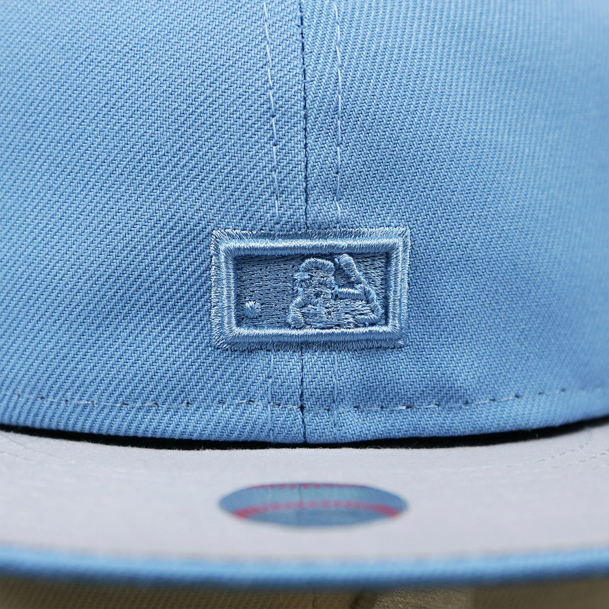 Cooperstown Philadelphia Phillies World Series Side Patch Fitted Cap - Columbia Blue and White - Gray Bottom