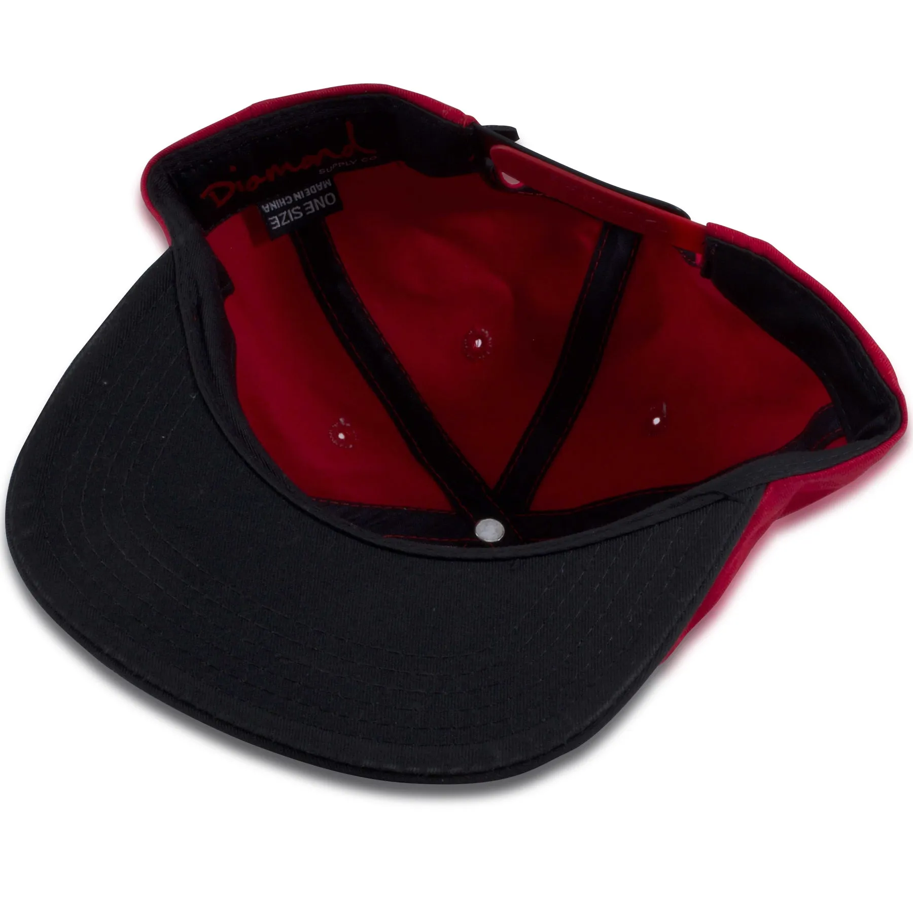 Diamond Supply Co Red Black Snapback Hat