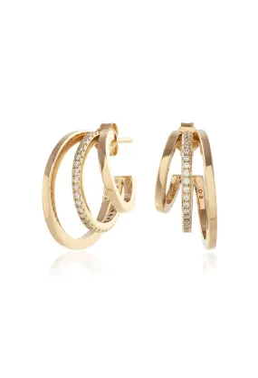 Gold Plated Olivia Burton Triple Hoop Earrings