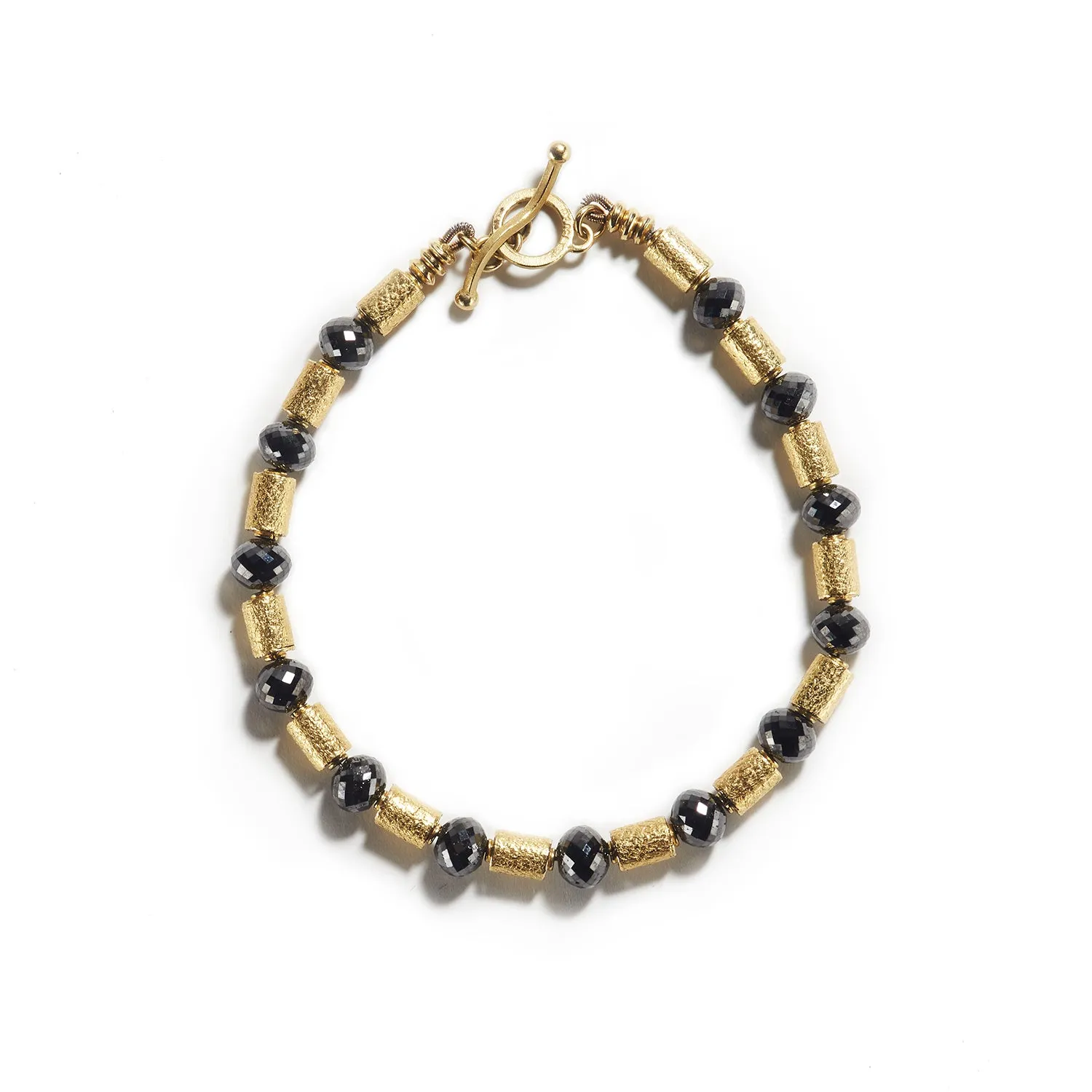 Golden Barrel Bracelet with Black Diamond - Shop Now!