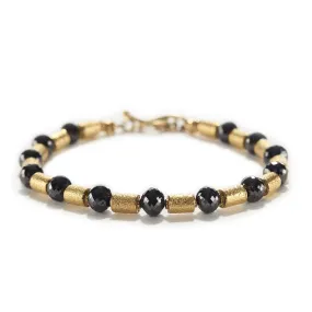 Golden Barrel Bracelet with Black Diamond - Shop Now!