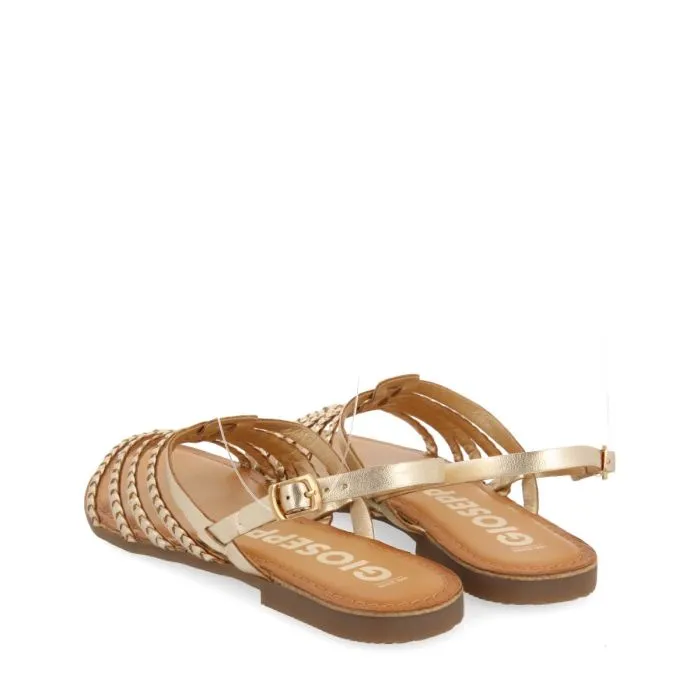 GOLDEN BRAIDED LEATHER SANDALS FOR WOMEN LIMINA