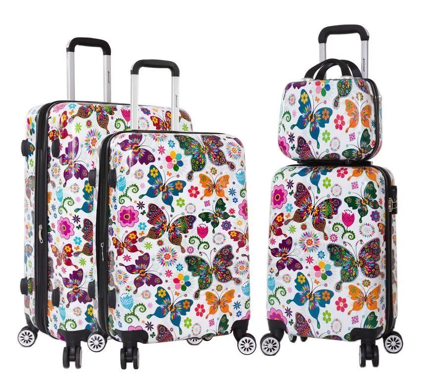 Hard Shell Printed Dual 4 Wheel Luggage Suitcase