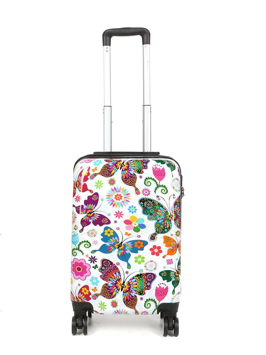 Hard Shell Printed Dual 4 Wheel Luggage Suitcase