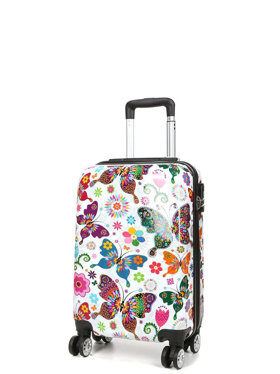 Hard Shell Printed Dual 4 Wheel Luggage Suitcase