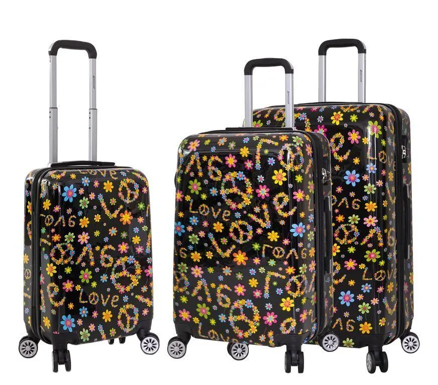 Hard Shell Printed Dual 4 Wheel Luggage Suitcase