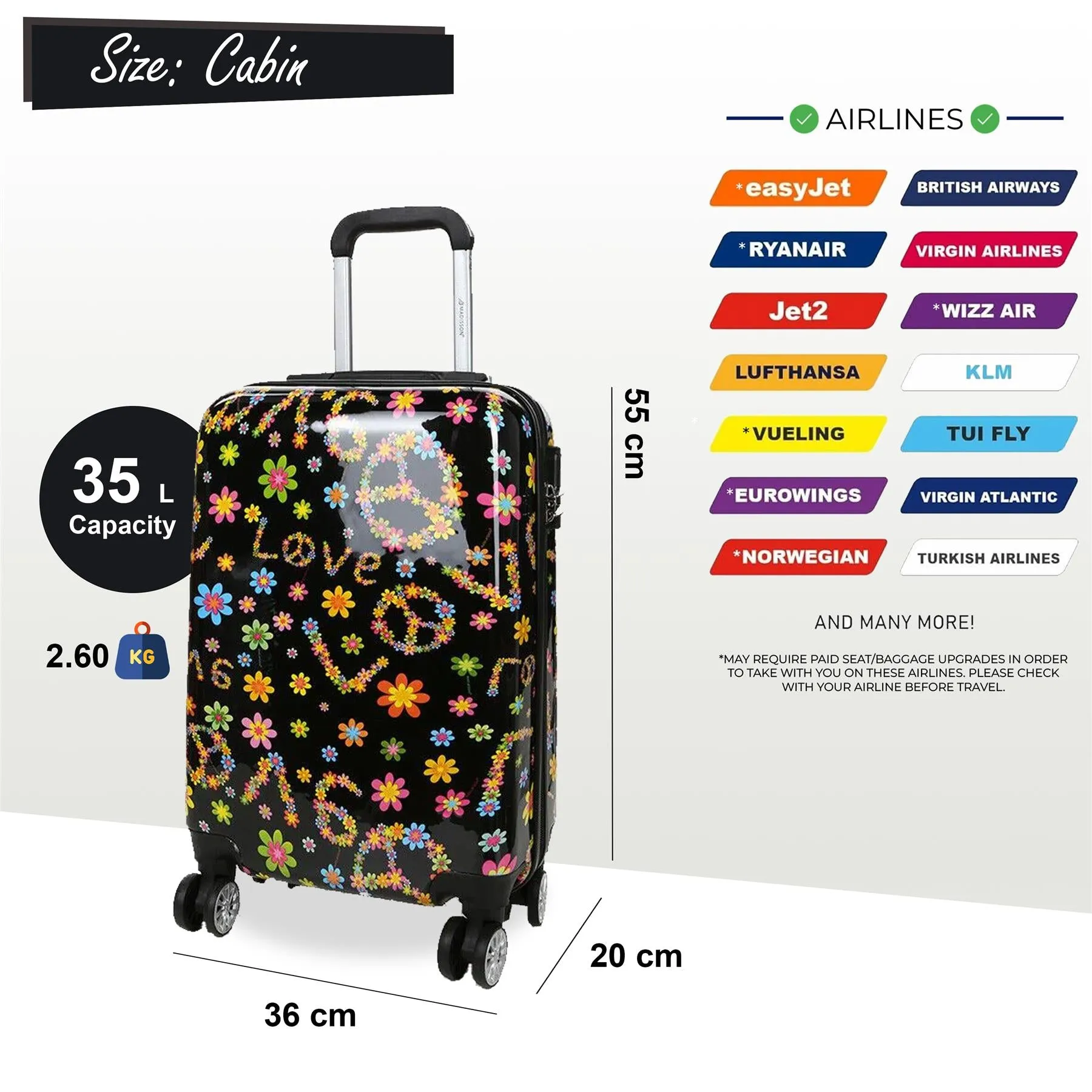 Hard Shell Printed Dual 4 Wheel Luggage Suitcase