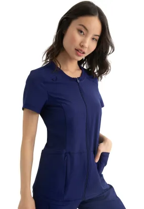 HeartSoul Zip Front Blouse in Navy