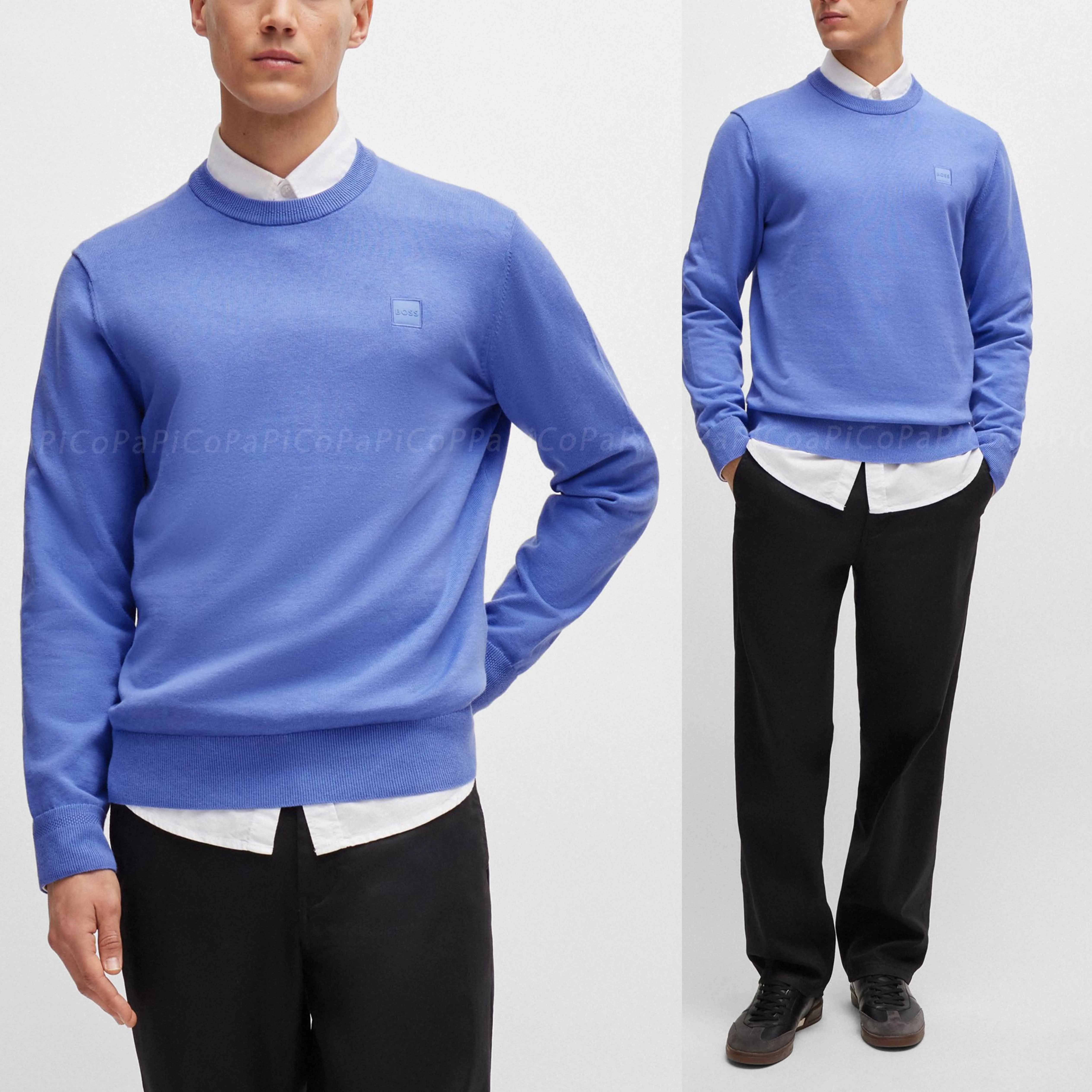 Hugo Boss crew neck pullovers - cashmere long sleeves, plain cotton logo