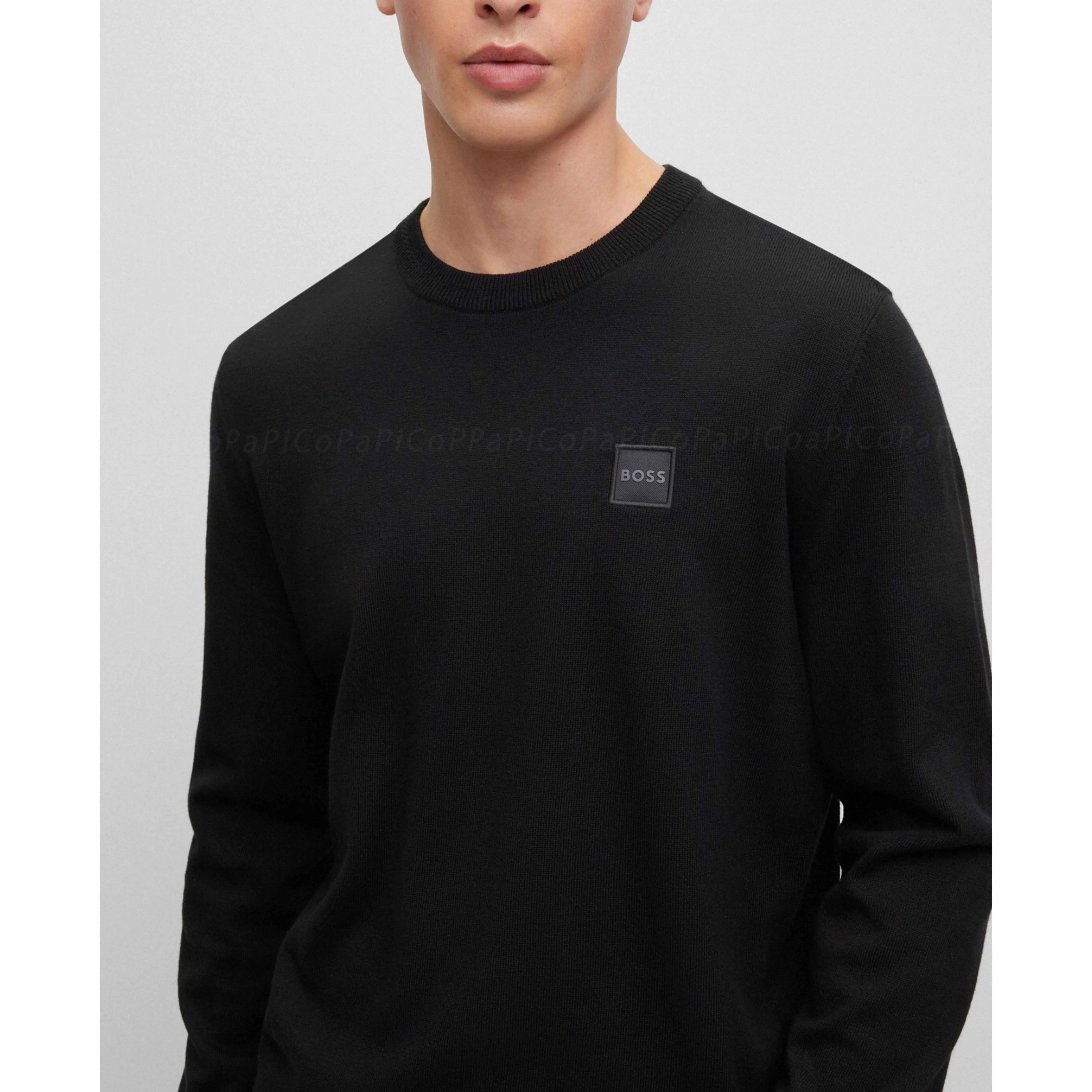 Hugo Boss crew neck pullovers - cashmere long sleeves, plain cotton logo