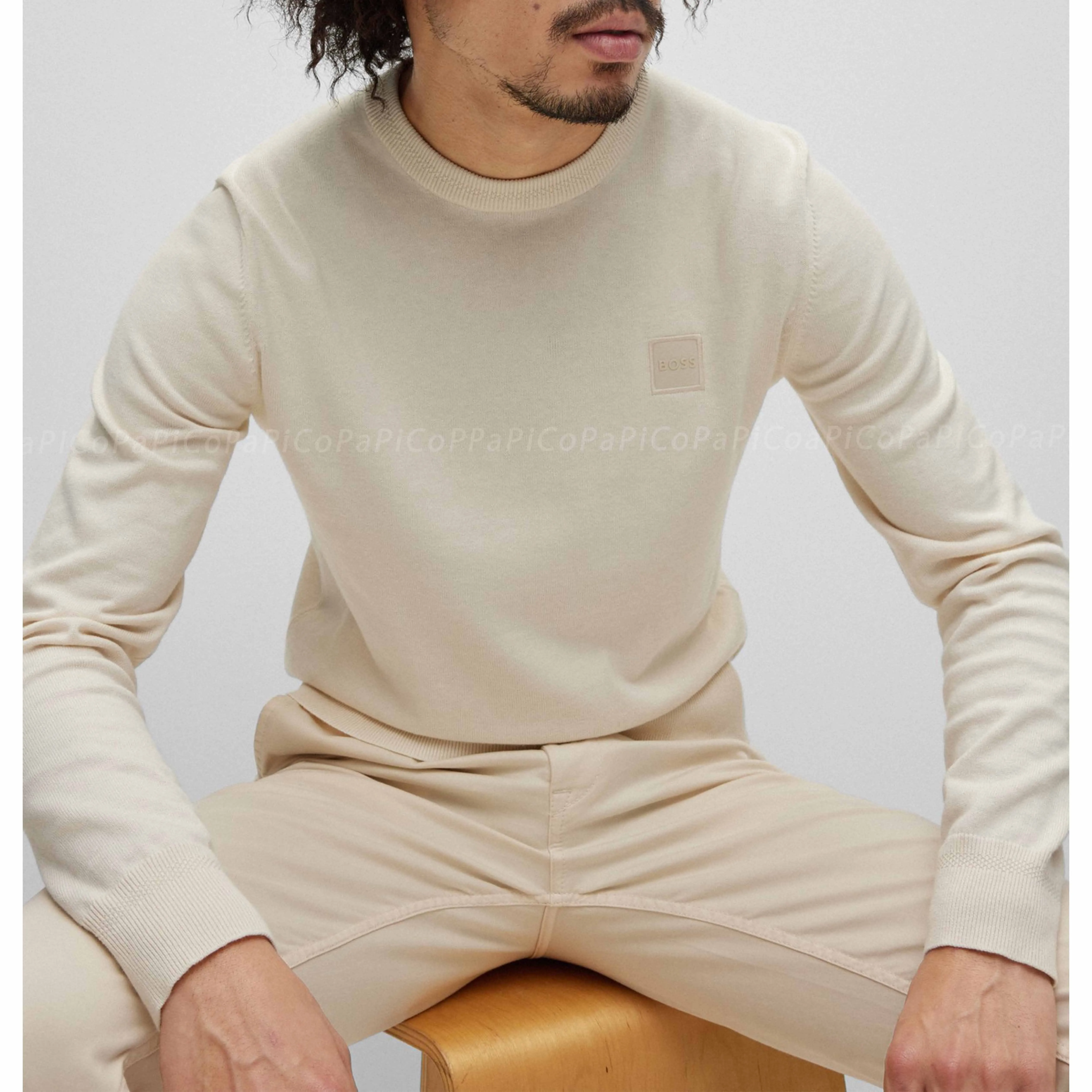 Hugo Boss crew neck pullovers - cashmere long sleeves, plain cotton logo