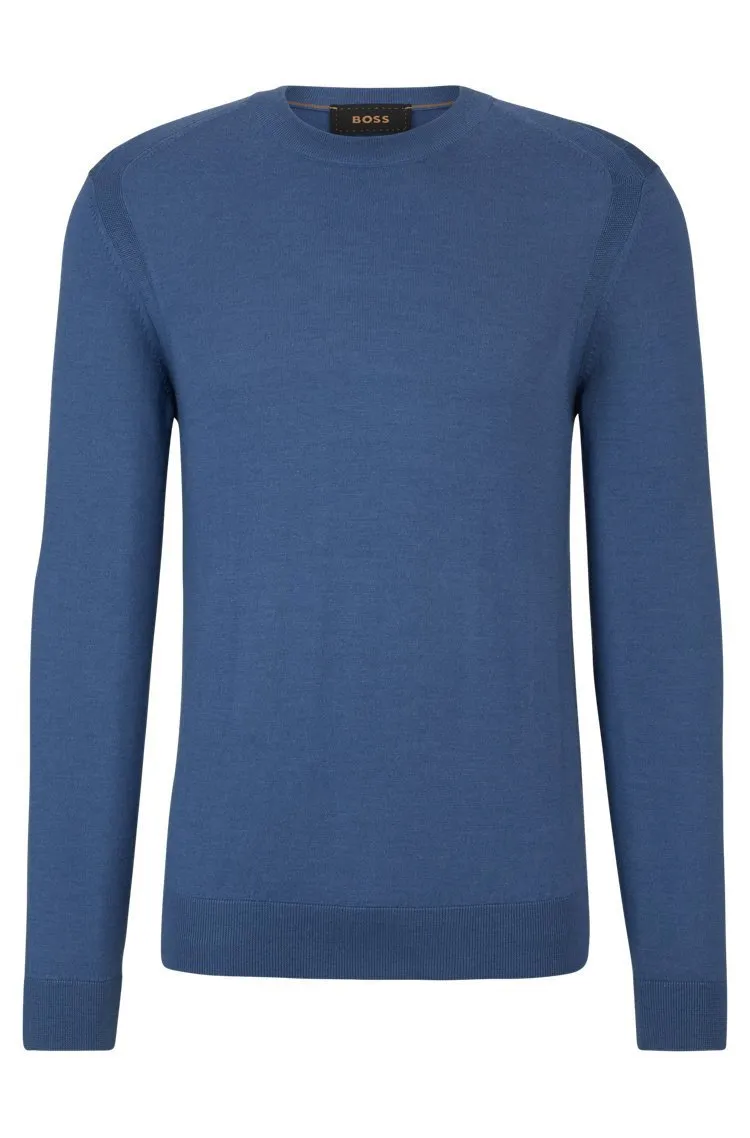 Hugo Boss Crew Neck Wool Cashmere Silk Long Sleeves Plain Pullovers