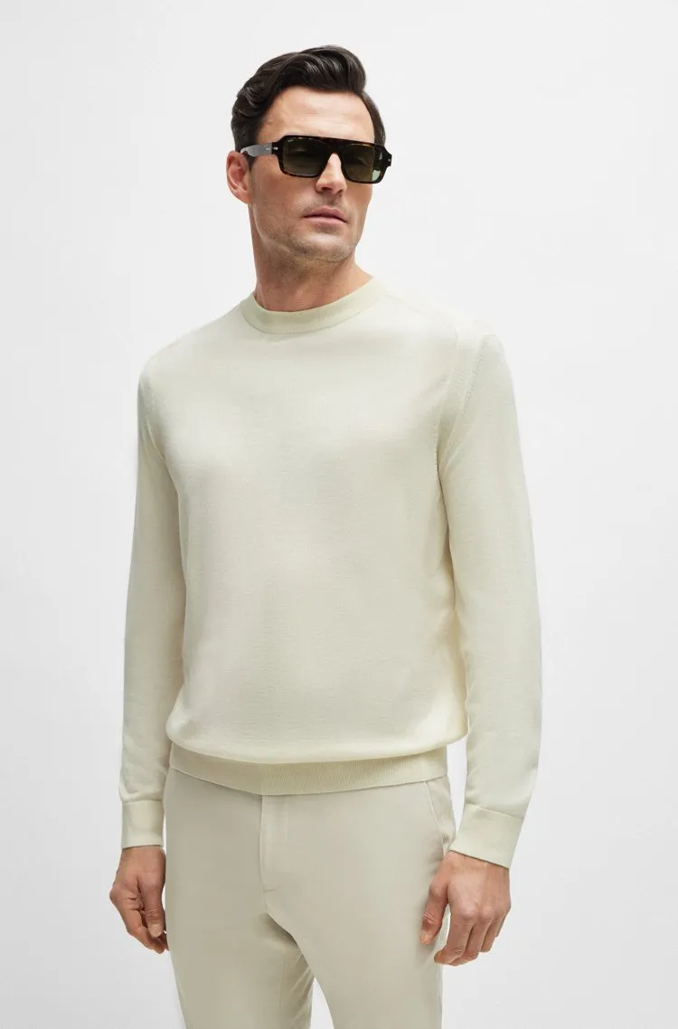 Hugo Boss Crew Neck Wool Cashmere Silk Long Sleeves Plain Pullovers