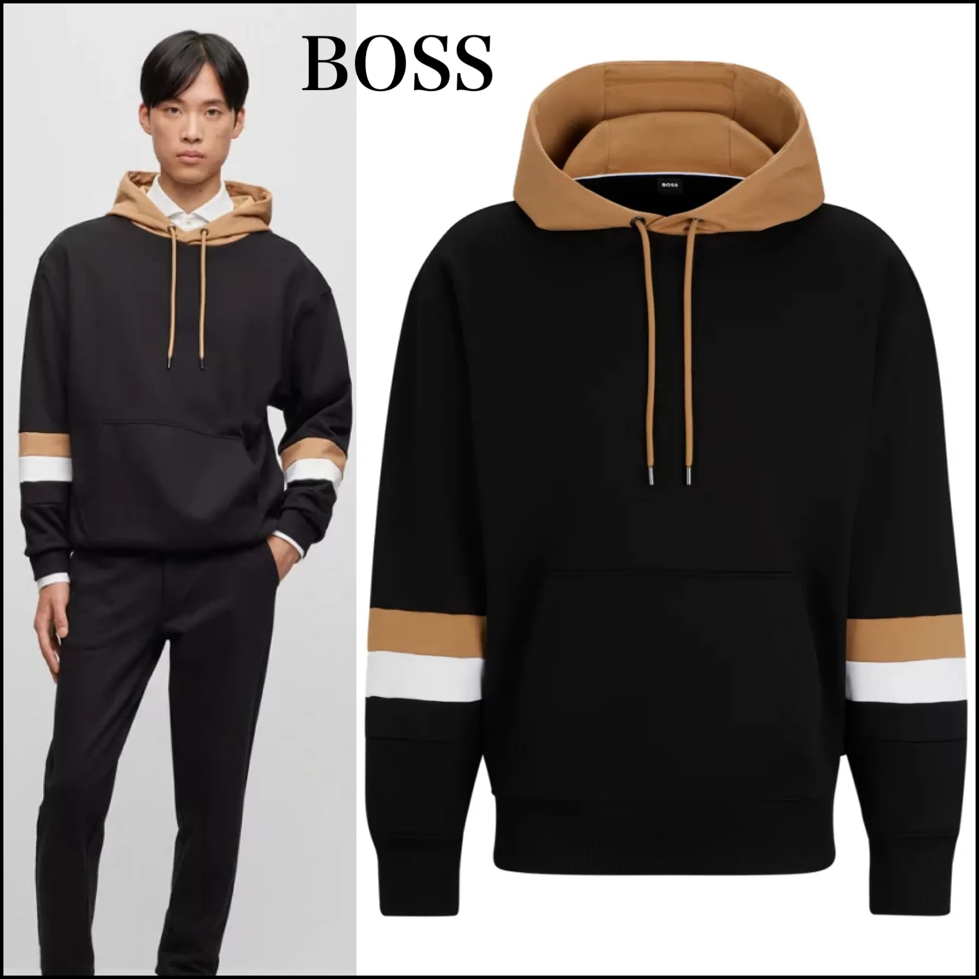 Hugo Boss Hoodies | Long Sleeves Cotton Oversized Logo Pullovers