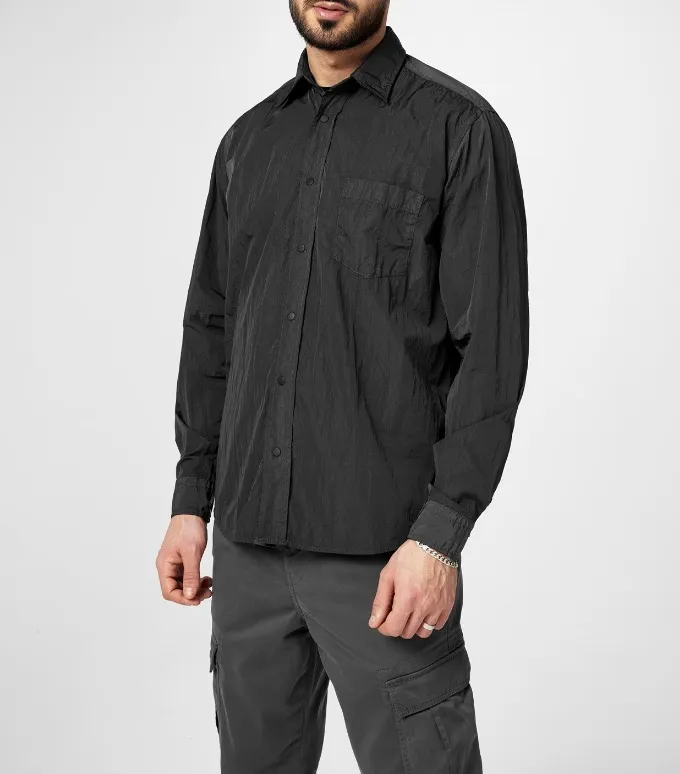 Hugo Boss Nylon Street Style Long Sleeves Plain Front Button Shirts