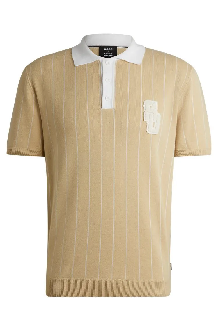 Hugo Boss pullovers | Striped plain cotton short sleeves logo polos