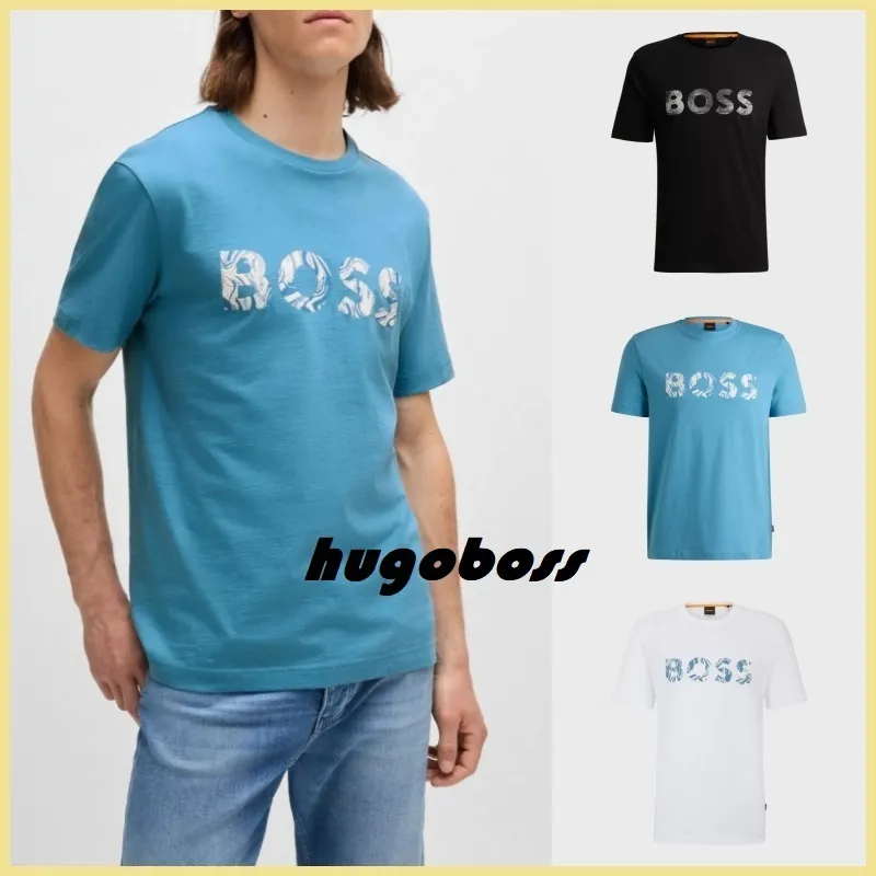 Hugo Boss Street Style U-Neck Cotton Short Sleeves Logo T-Shirts