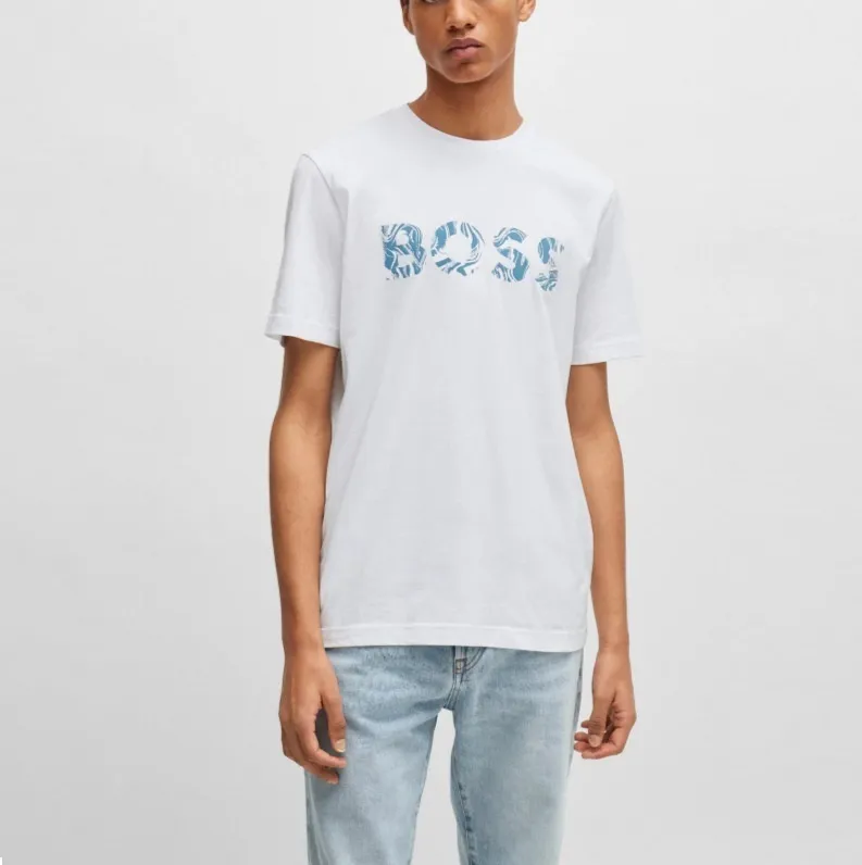 Hugo Boss Street Style U-Neck Cotton Short Sleeves Logo T-Shirts