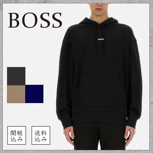 Hugo Boss Unisex Street Style Pullovers | Long Sleeves | Plain Cotton Logo