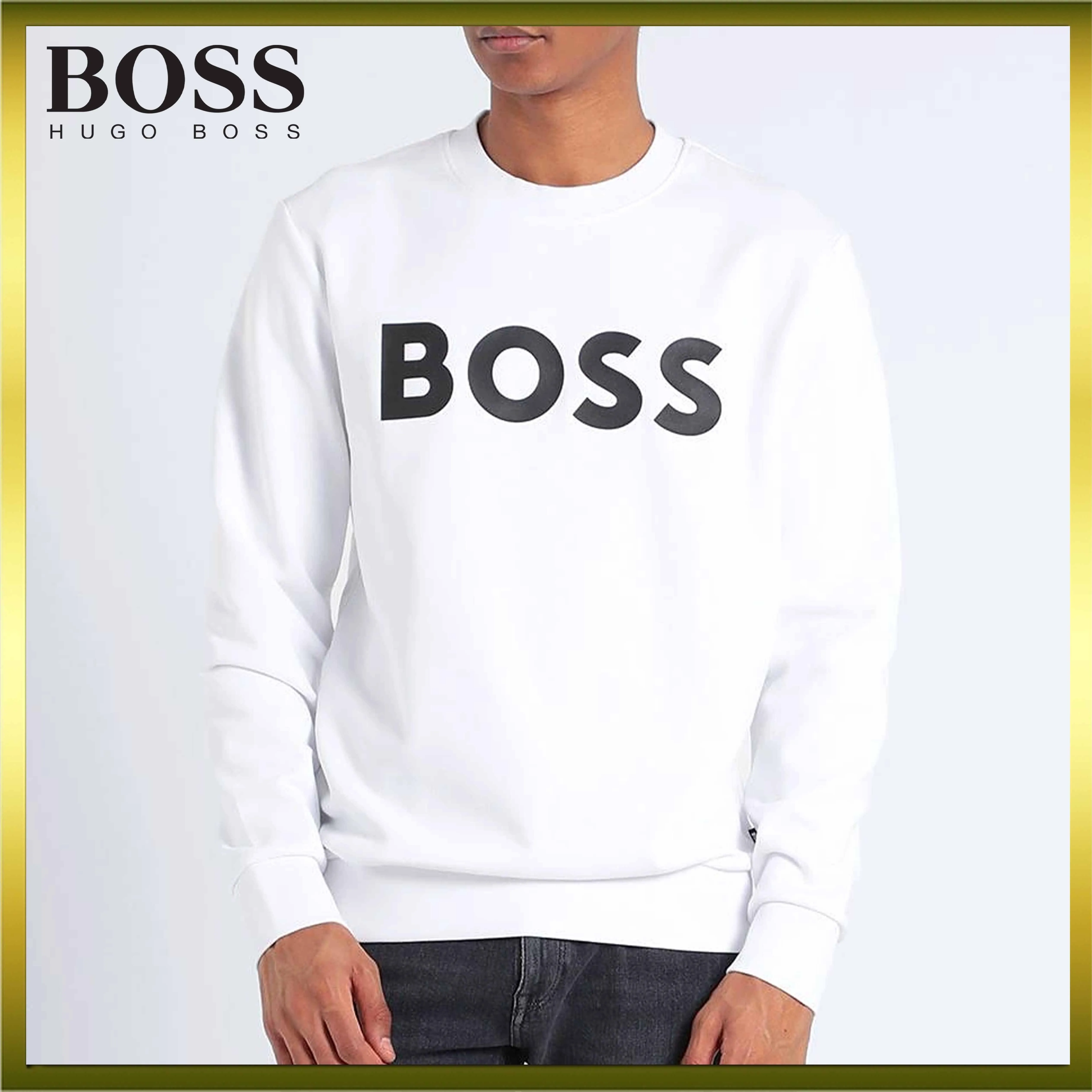 Hugo Boss Unisex Sweat Long Sleeves Cotton Logo - Street Style