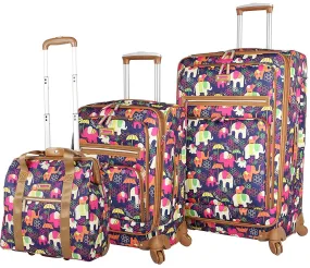 Lily Bloom Elephant Rain 3-Piece Under Seat Luggage Set 