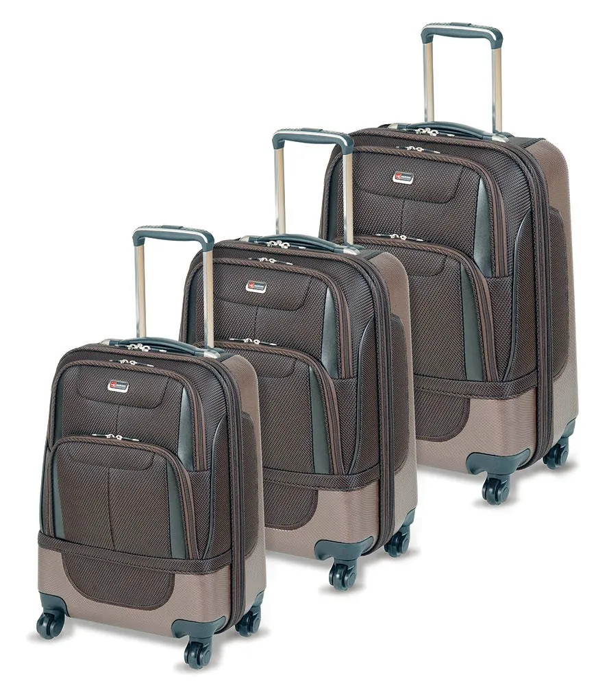 Mancini Bristol Hybrid Expandable 3-Piece Luggage Set 