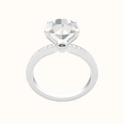 Micro Pave Engagement Ring with Accent Diamond Head - Shop Now