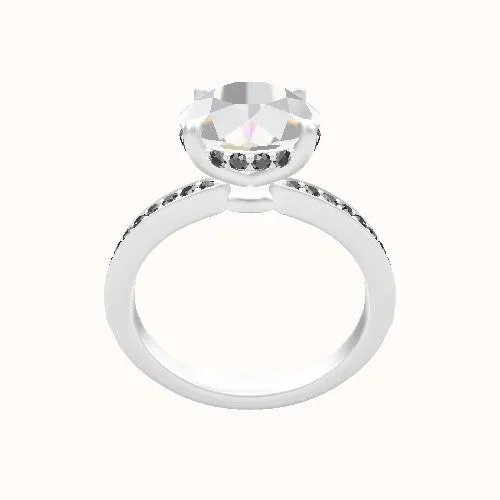 Micro Pavé Engagement Ring with Low Set Pave and Hidden Halo Head