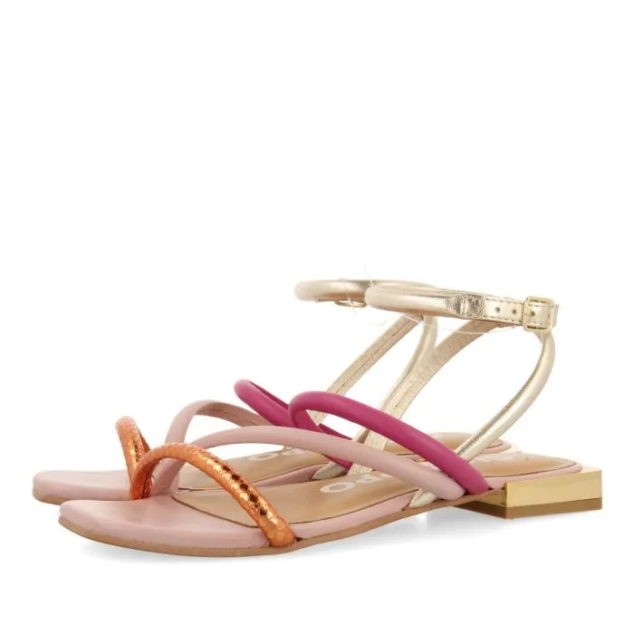 MULTICOLOR LEATHER SANDALS WITH METALLICS FOR WOMEN LATAH