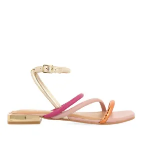 MULTICOLOR LEATHER SANDALS WITH METALLICS FOR WOMEN LATAH