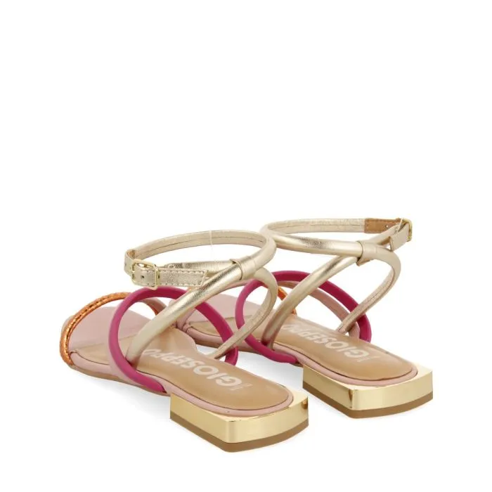 MULTICOLOR LEATHER SANDALS WITH METALLICS FOR WOMEN LATAH