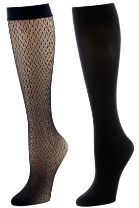 Natori Women's Diamond Net Trouser Socks 2-Pack