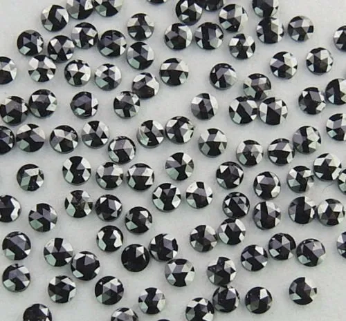 Natural Black Round Rose Cut Loose Diamond, 1.00 Ct, I3 Clarity, 1.0 to 3.30 MM, Q40