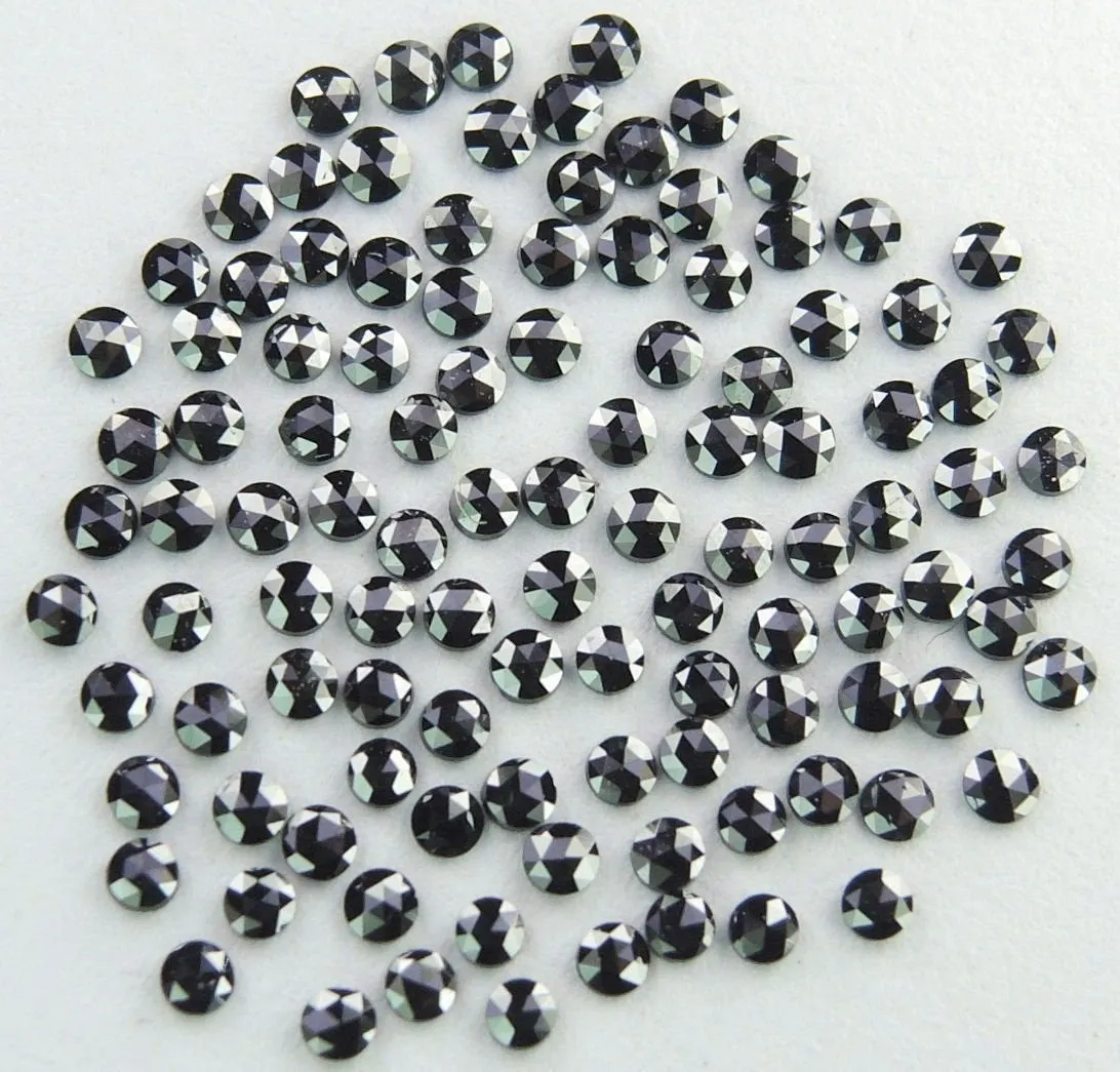 Natural Black Round Rose Cut Loose Diamond, 1.00 Ct, I3 Clarity, 1.0 to 3.30 MM, Q40