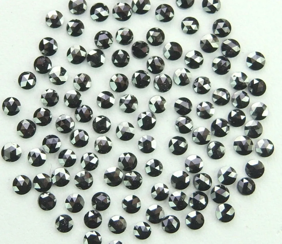 Natural Black Round Rose Cut Loose Diamond, 1.00 Ct, I3 Clarity, 1.0 to 3.30 MM, Q40