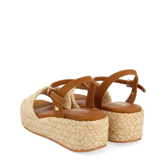 NATURAL COLOR RAFFIA SANDALS WITH PLATFORM FOR WOMEN COOS