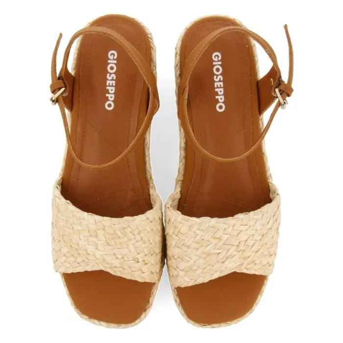 NATURAL COLOR RAFFIA SANDALS WITH PLATFORM FOR WOMEN COOS