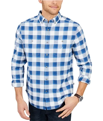 Nautica Mens Buffalo Plaid Button Up Shirt, TW1