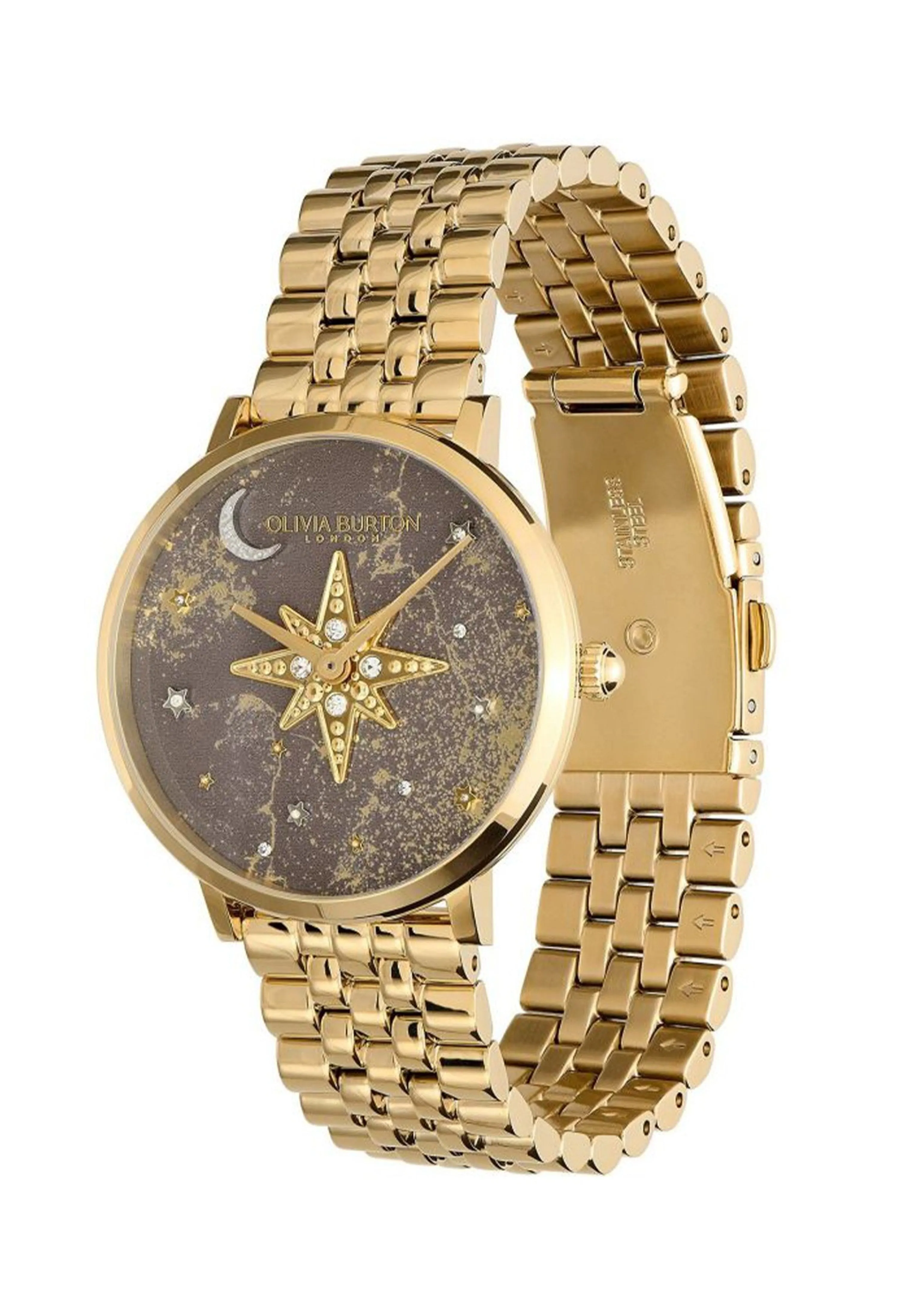 Olivia Burton Celestial Nova Grey Dial Bracelet Gold Plated Watch for Women