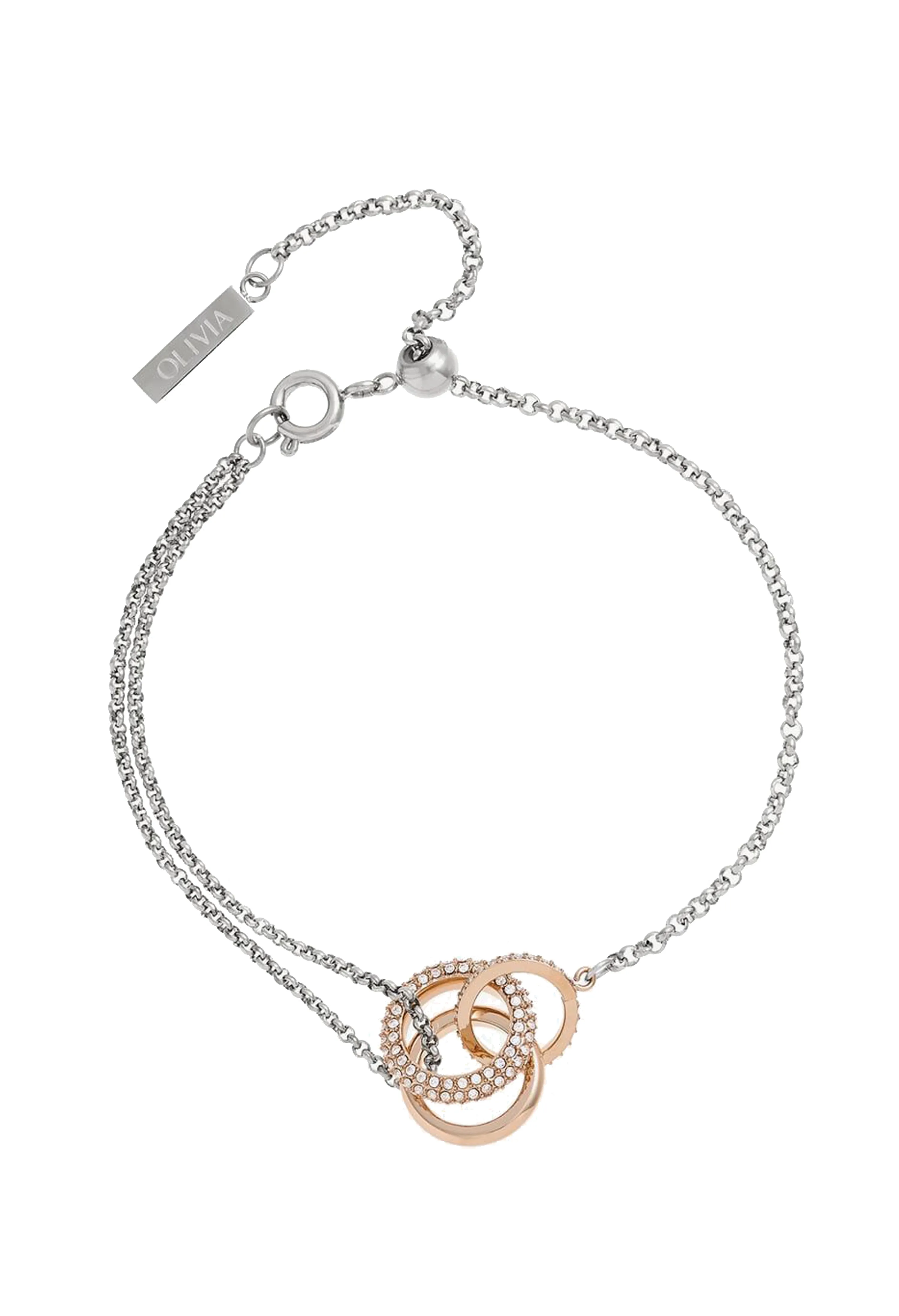 Olivia Burton Entwine Bracelet - Stainless Steel RGP with Crystal