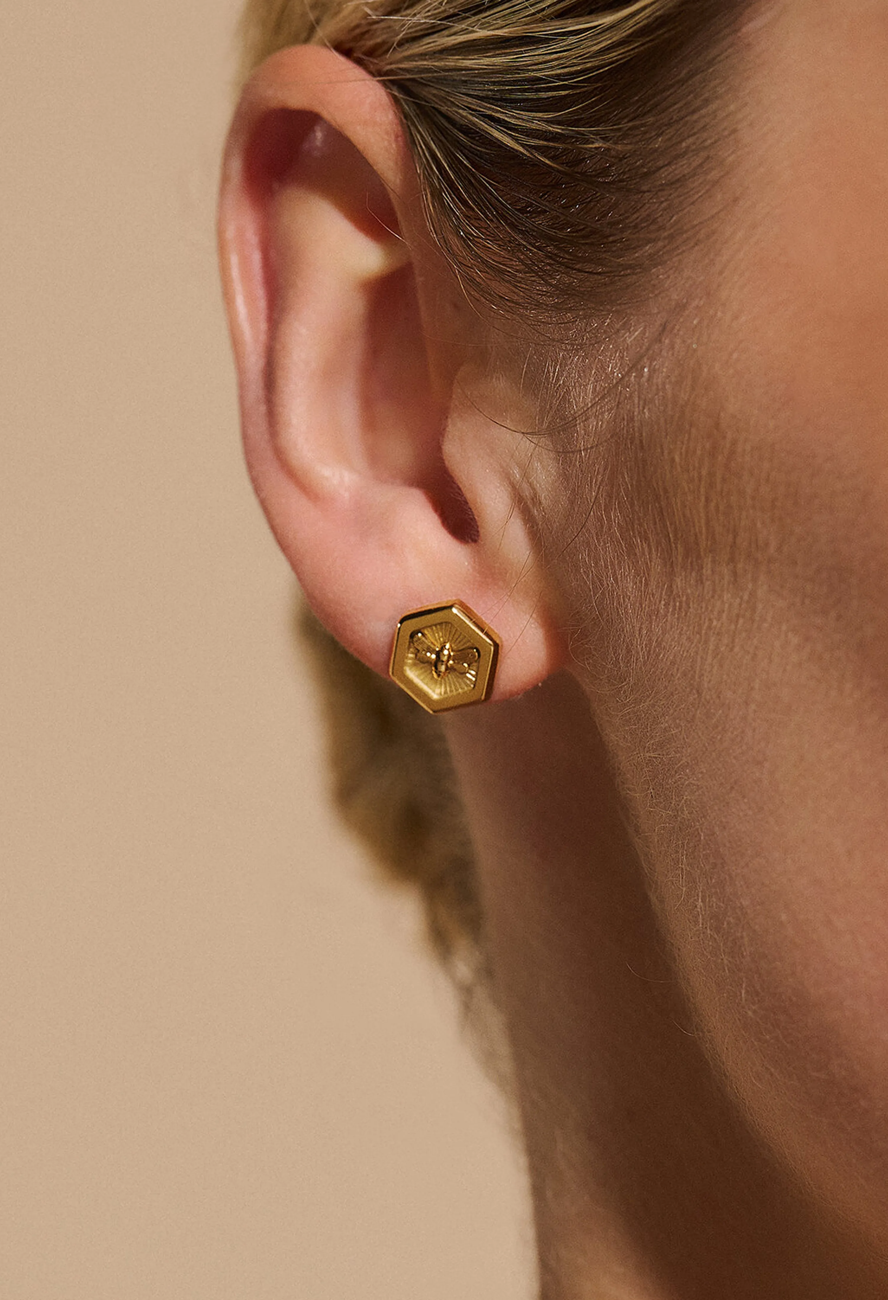 Olivia Burton gold plated bee earrings.