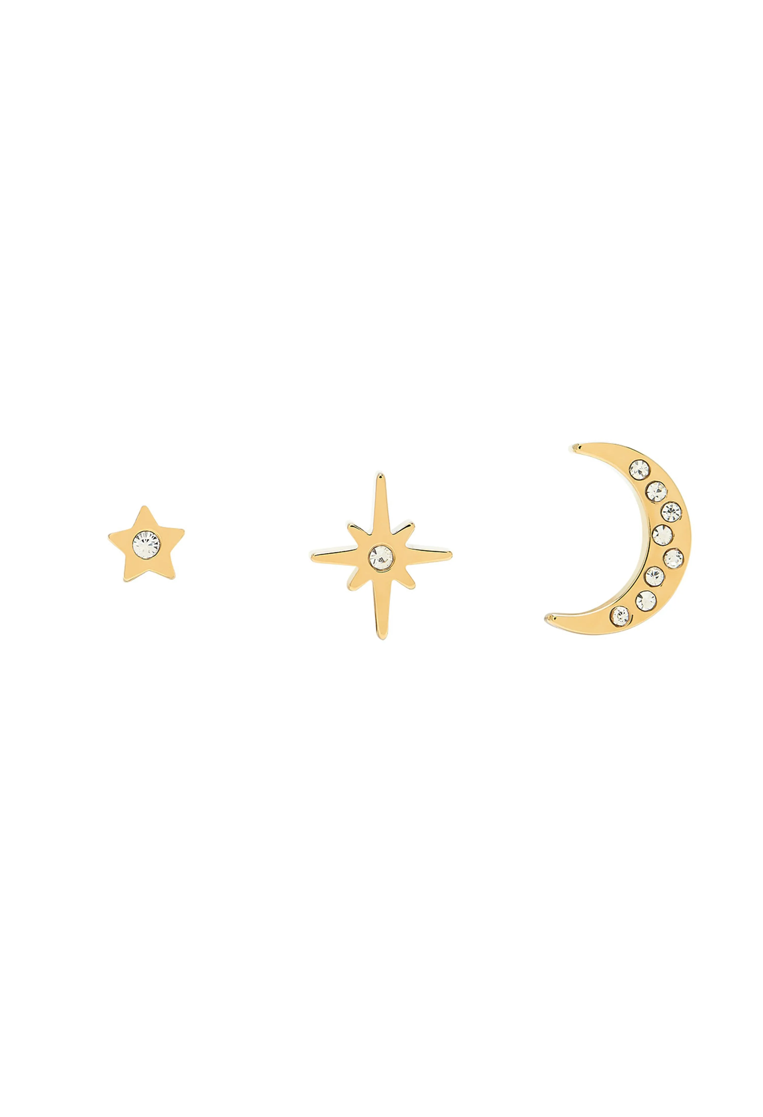 Olivia Burton Gold Plated Earring Set - North Star, Moon, and Stud Earrings