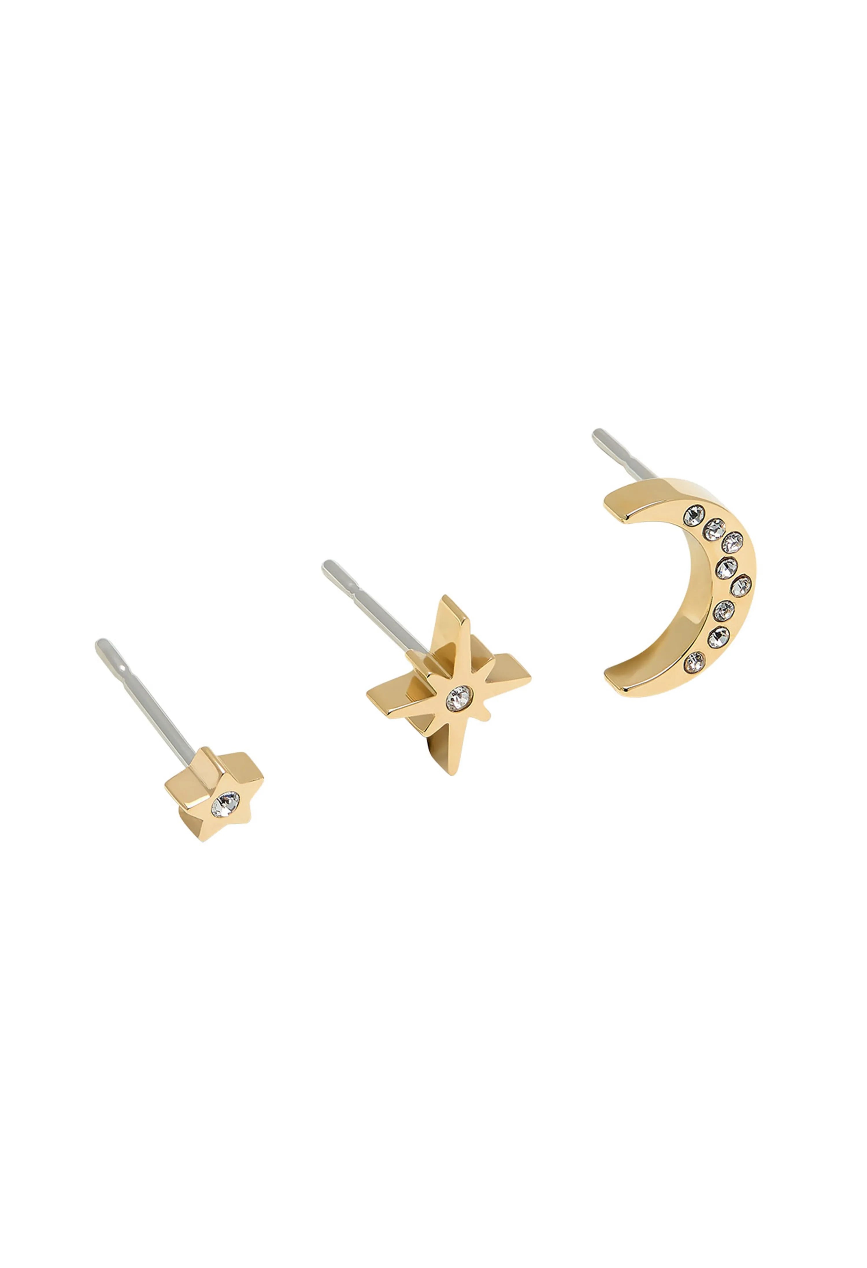 Olivia Burton Gold Plated Earring Set - North Star, Moon, and Stud Earrings