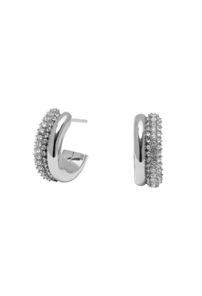 Olivia Burton Stainless Steel Crystal Entwine Half Hoop Earrings