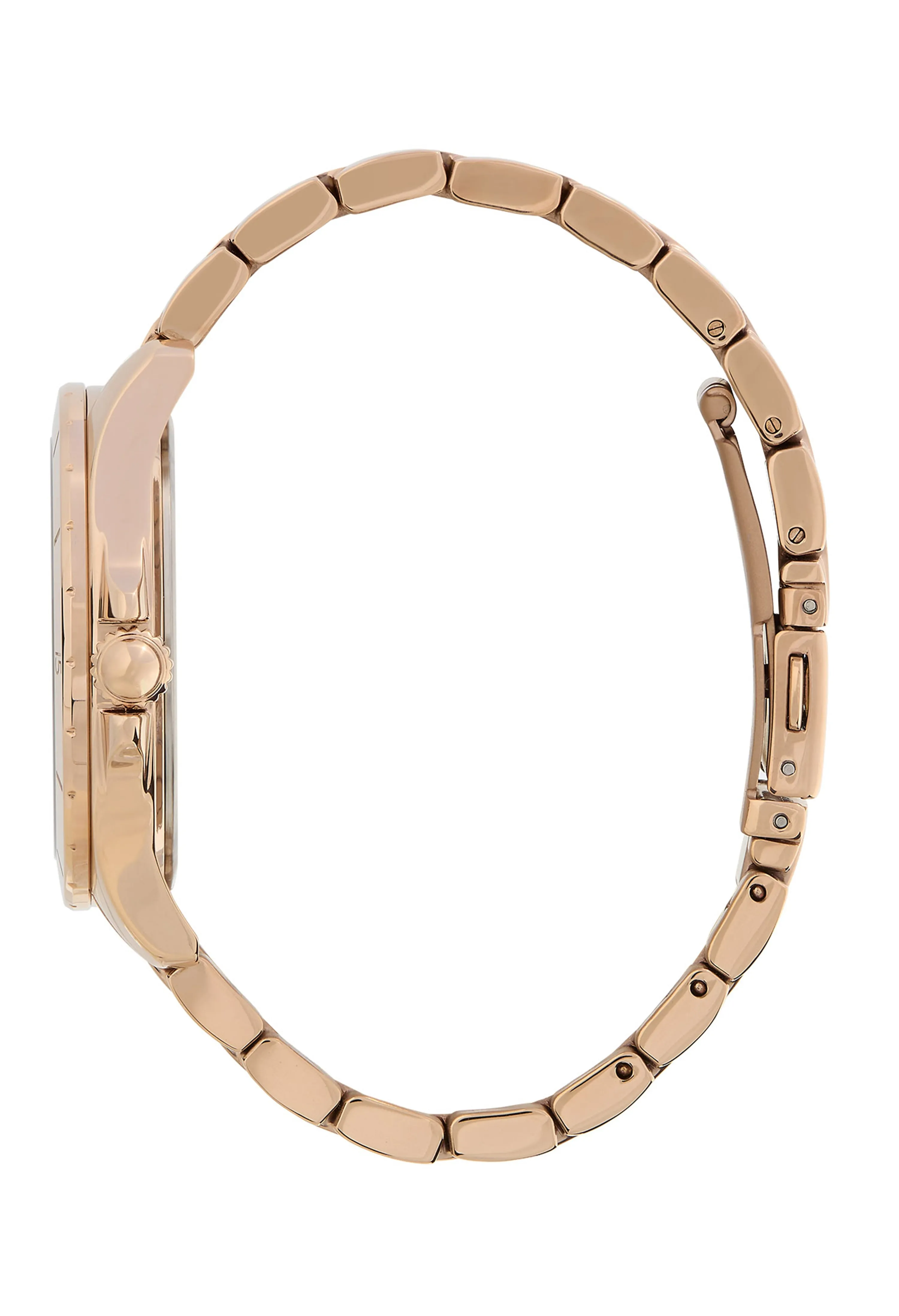 Olivia Burton women's rose gold plated bracelet watch with guilloche design